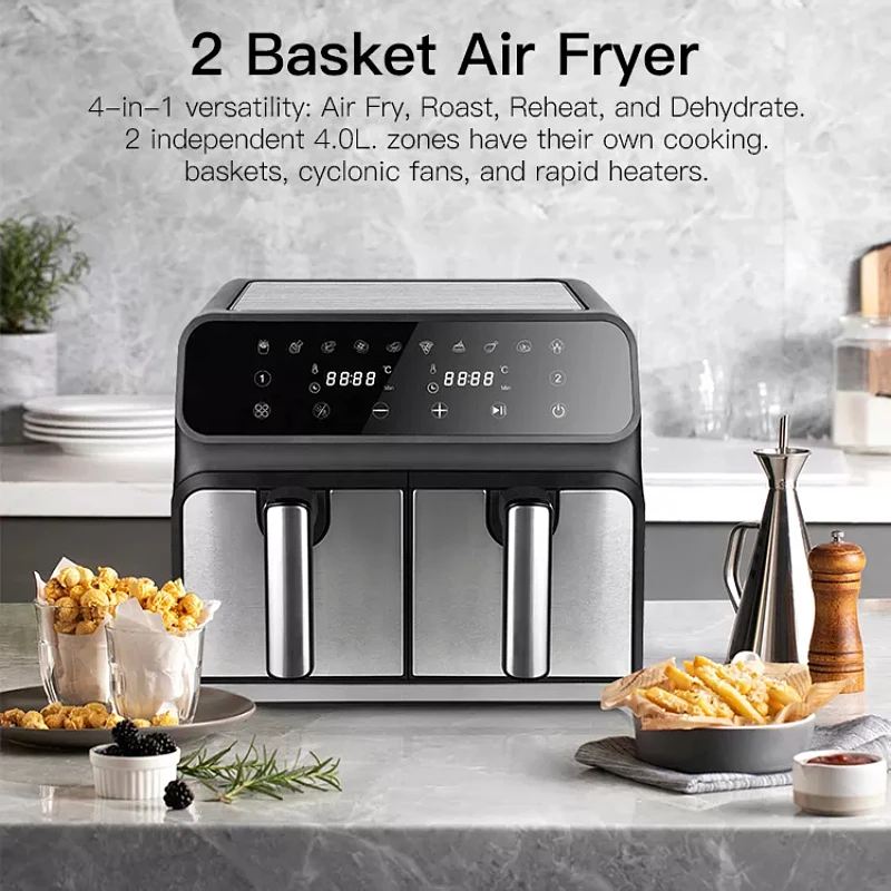 10L Electric Digital Air Fryer Oven with 8 Cooking Oilless Cooker Multi-function Air Fryer Toaster