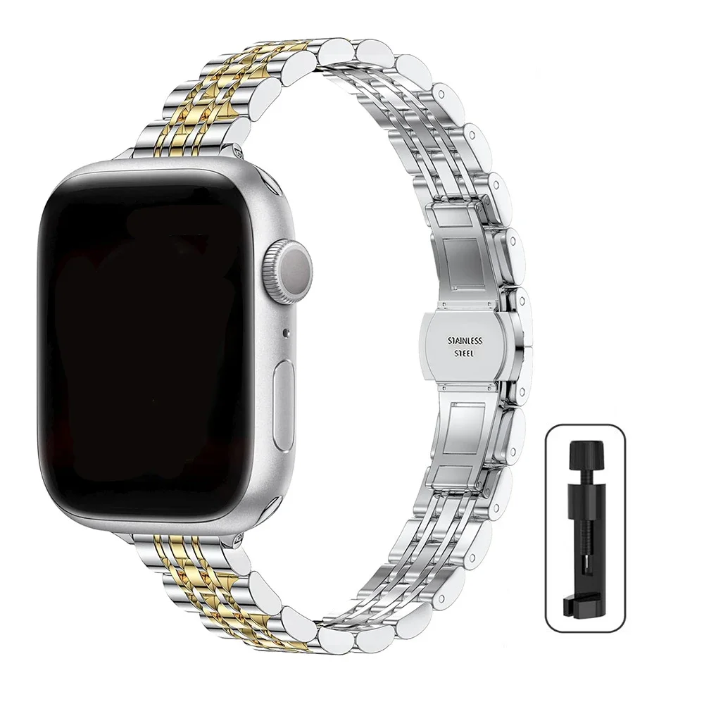 Roestvrij stalen band voor Apple Watch Ultra 2 Band 49 mm 42 mm 46 mm Metalen armband iWatch-serie 10 9 8 7 6 5 4 3 Dames 45 mm 41 mm