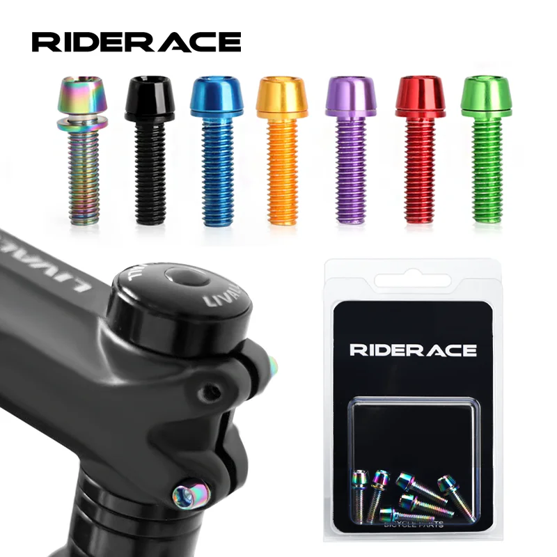 6Pcs Bicycle Handlebar Screws M5*18MM Stainless Steel Titanium-Plated Colorful Screws Mountain Bike Handle Bar Stem Riser Screw