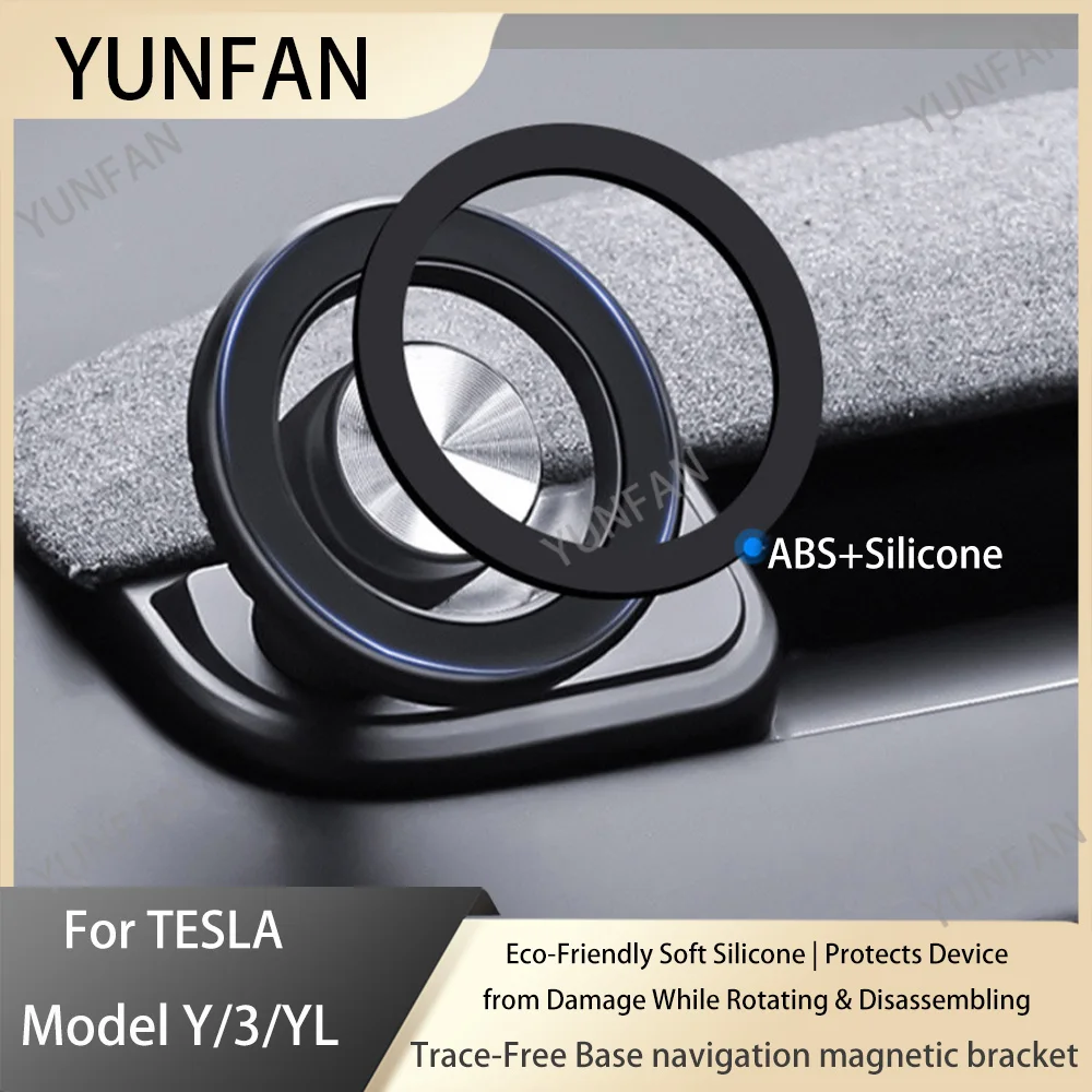 ABS Silicone Integrated Rubidium Magnetic Phone Holder Compatible For Tesla Model YL 2026