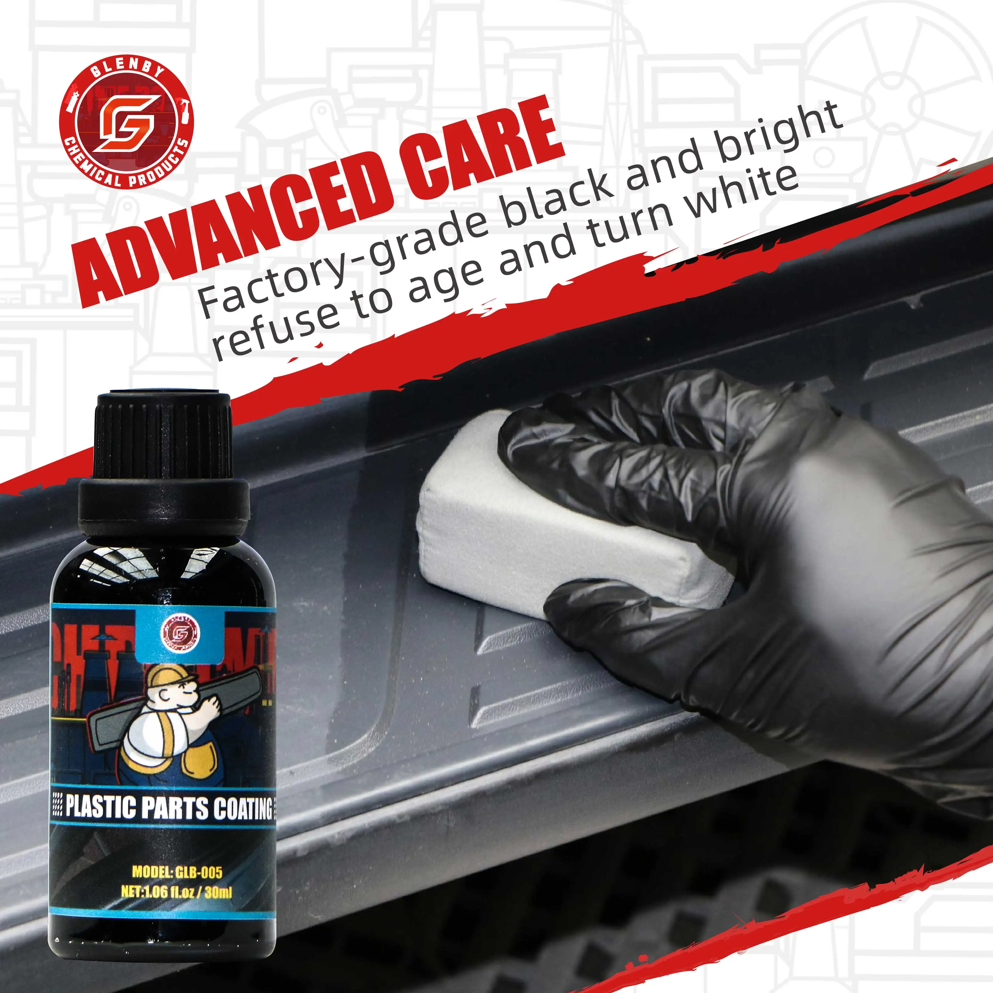

Car Plastic Restorer Ceramic Coating Back To Black Long-Lasting Protect Repair Whitening Black Shine Plastic Trim Rubber Care