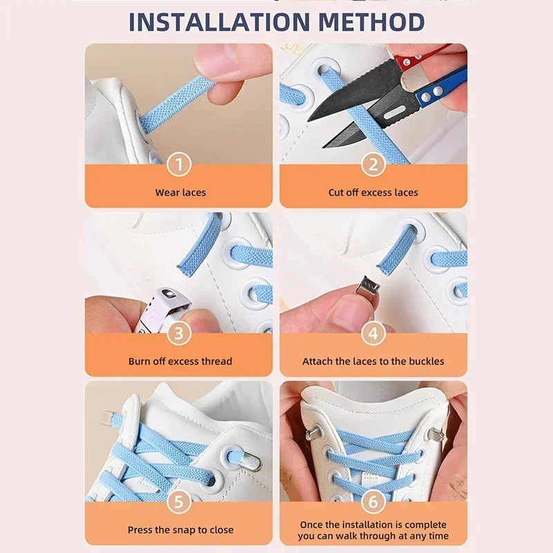 묶지 않는 신발끈 탄성 끈 운동화 납작한 신발끈 묶지 않는 신속 신발끈 아동 성인 신발용 단일 사이즈 전 신발에 맞음