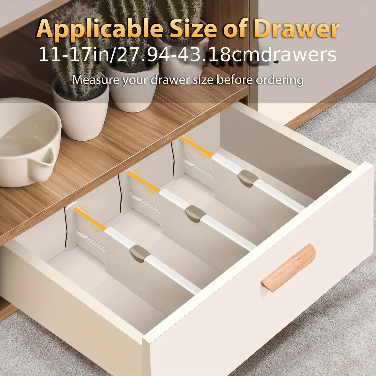 Drawer Dividers Organizer 4 Pack, Adjustable Separators 4