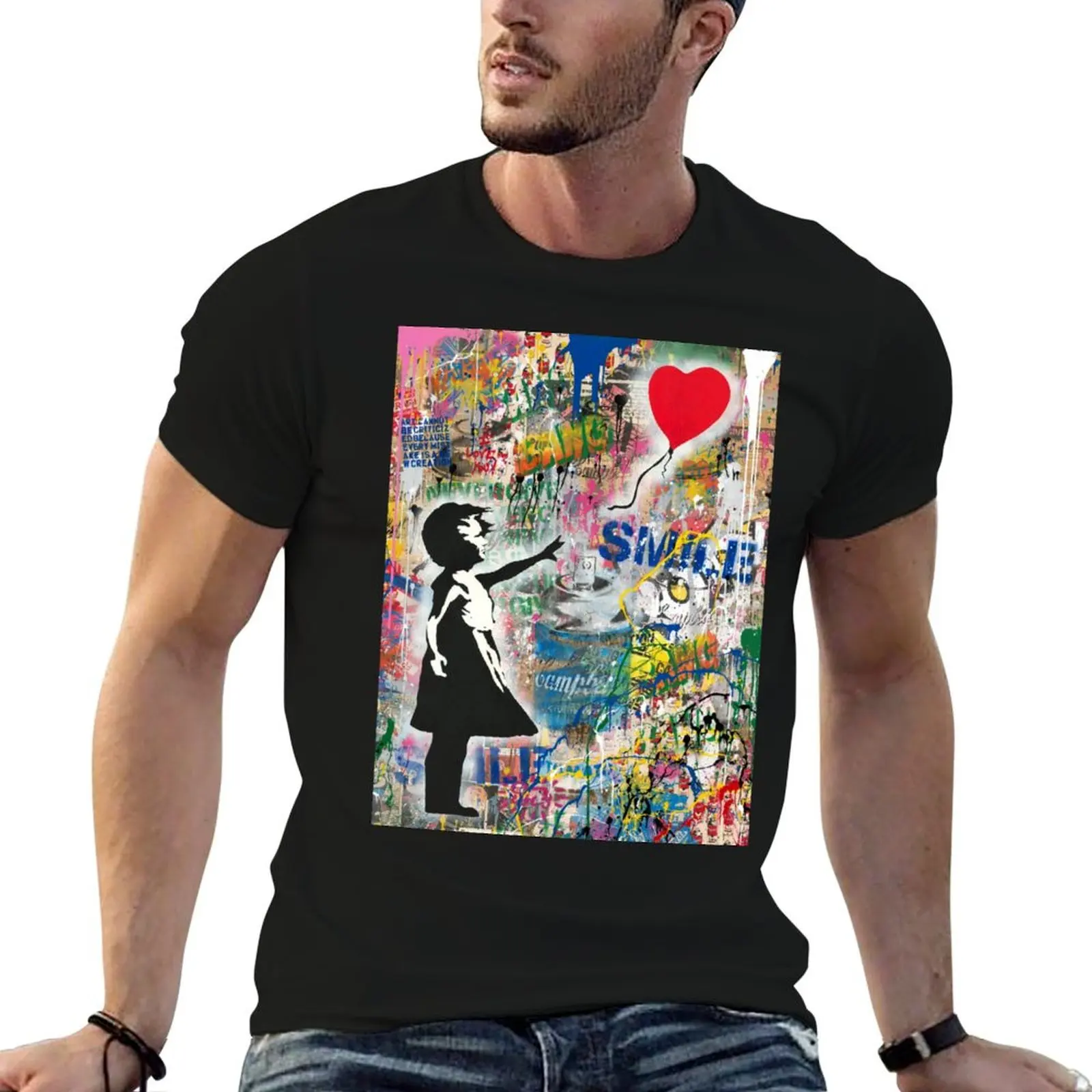 Balloon Girl Street Art Mashup T-Shirt Anti-Perspiration Workout Top