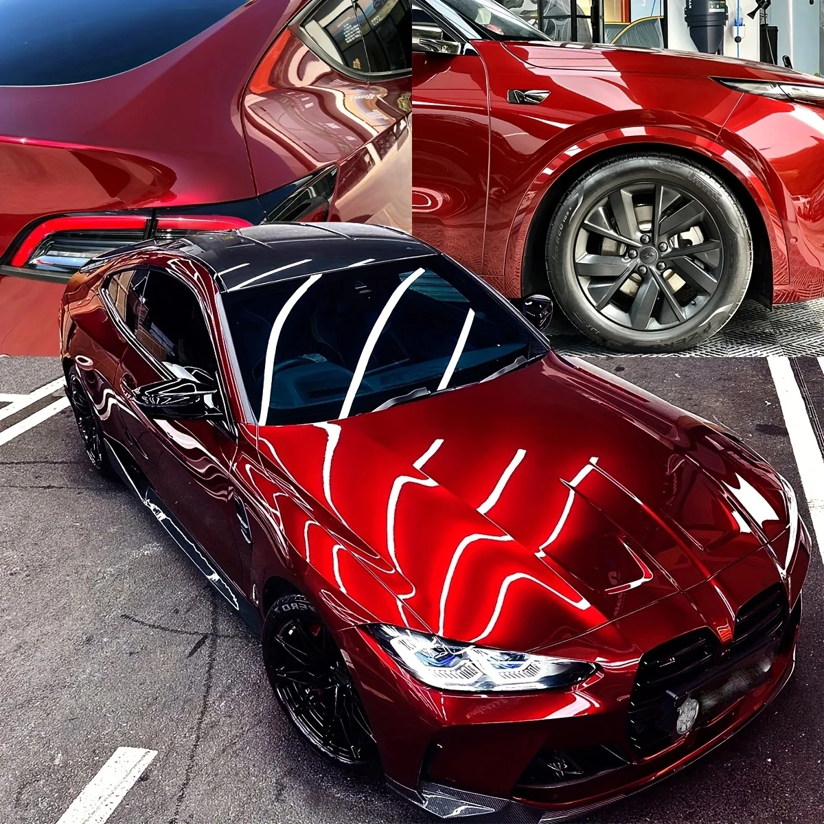 Premium PET Ultra Glossy Liquid Metallic Dragon Blood Red Vinyl Wrap Film Car Motorcycle Sticker Decal Air Release Self Adhesive
