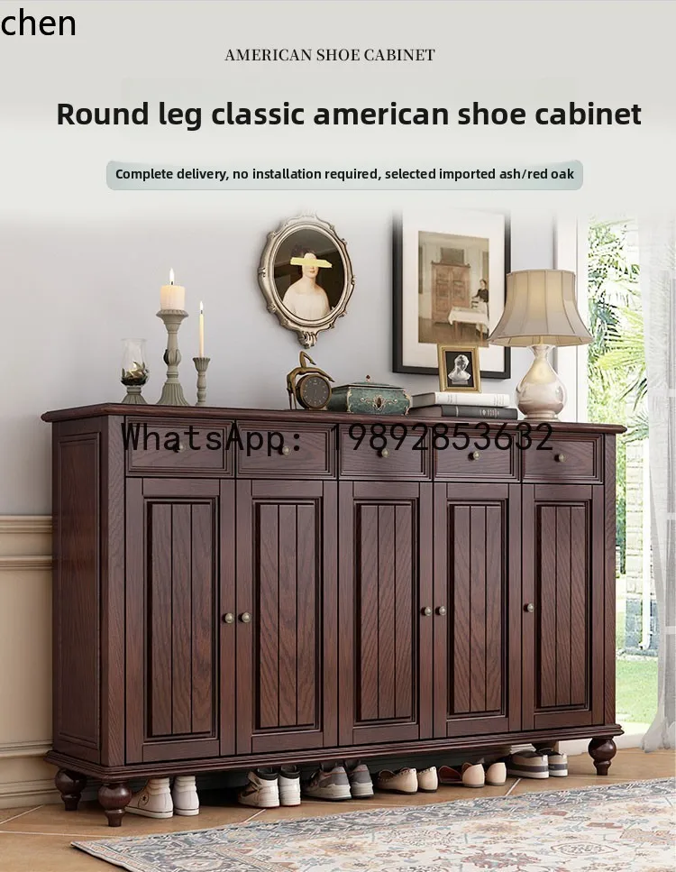 GZ pure solid wood vintage shoe rack against the wall