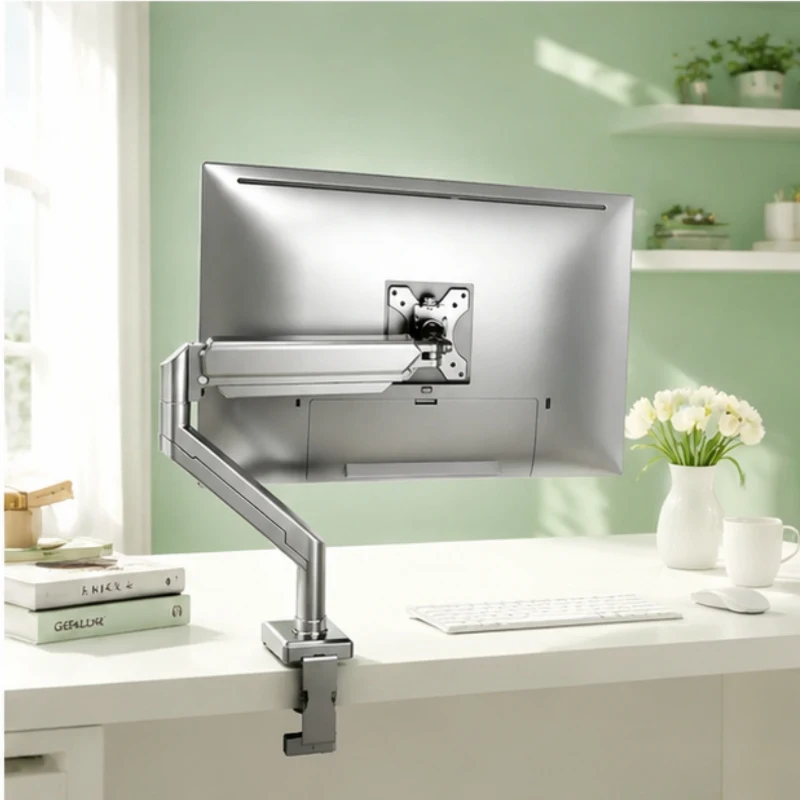 2PCS Height Adjustable Monitor Mount, Single Arm with C-Clamp & Grommet Base, 1335 Screen Stand for Home, Office Desktop Setup