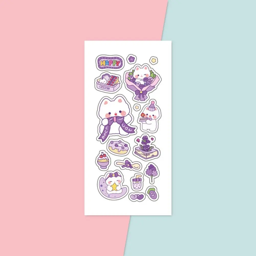 New Waterproof PVC Stickers Transparent DIY Cartoon Stickers Scrapbook Decor Mug Decorative Decals Water Bottle Decor Girls