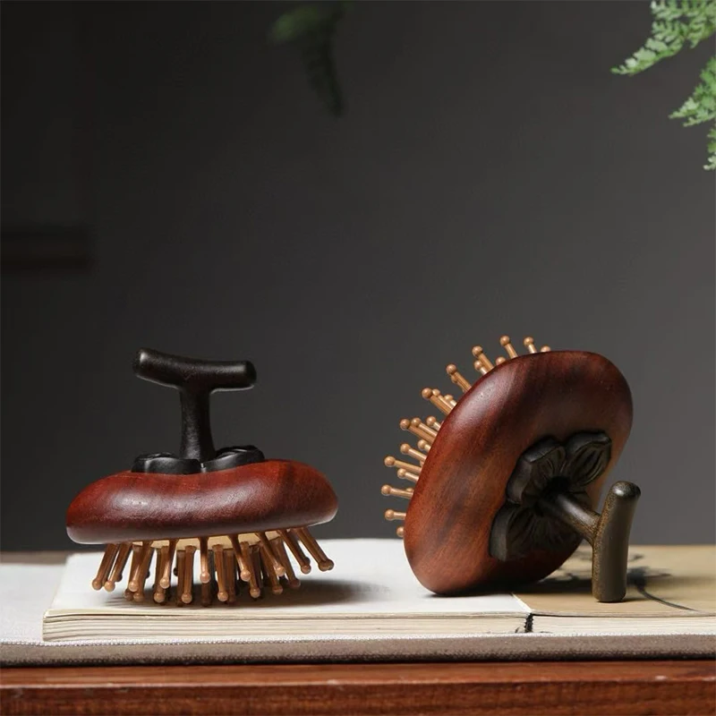 

Деревянная массажная расческа для кожи головы в форме хурмы с широкими зубьями, круглый кончик, инструмент для кожи головы, влажные и сухие волосы