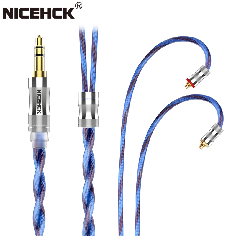 NICEHCK BlueIsland 5N Litz High-End OCC Silver Plated Cable Earphone Upgrade Cable 3.5/2.5/4.4mm MMCX/QDC/2Pin for NX8 EBX25Ti