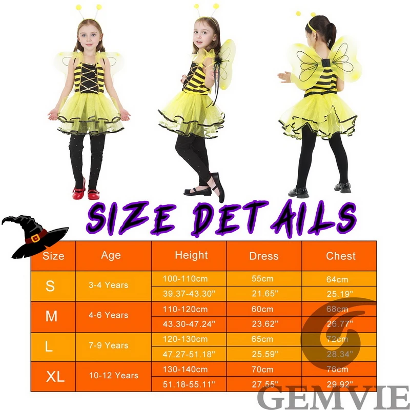 Girls Halloween Cute Ladybug Bee Fairy Elf Cosplay Costume Role Play Masquerade Dress Up with Magic Wand Headband ﻿