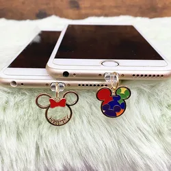 MINISO Minnie Mickey Metal Phone Anti-Dust Plug For iPhone Samsung Huawei Type C Android Charging Port Protectors Dustplugs