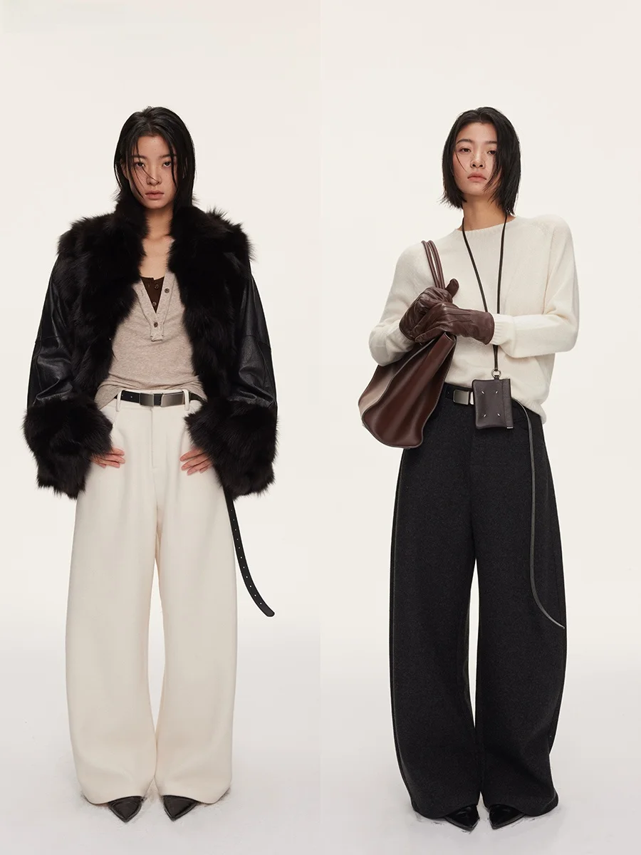 

Шерстяные широкие повседневные брюки JCCC adow Bla Label, утолщенные, в двух цветах, универсальные, повседневные брюки-кюлоты