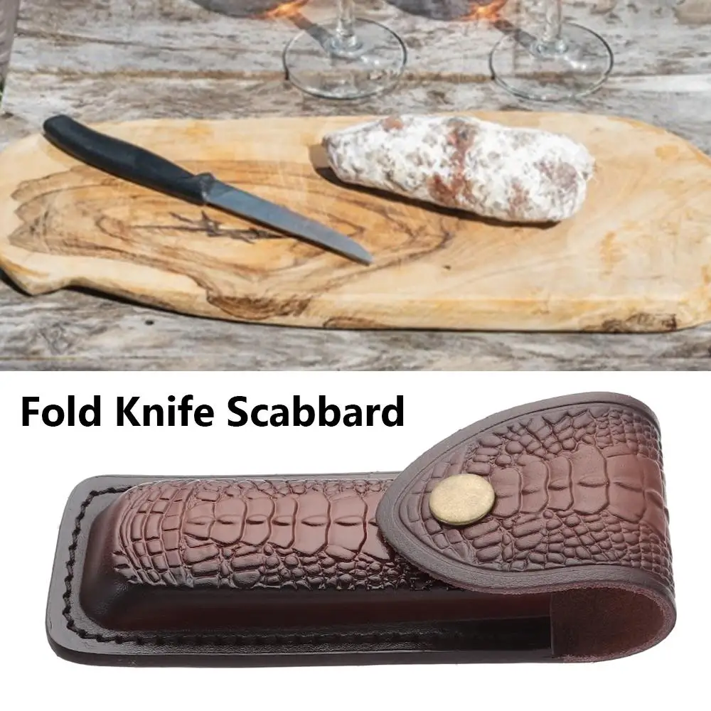 Fold Cowhide Knife Leather Sheath Scabbard Straight Pocket Sheath Cover Pants Protector Bag Knife Cover Bag Outdoor Tools