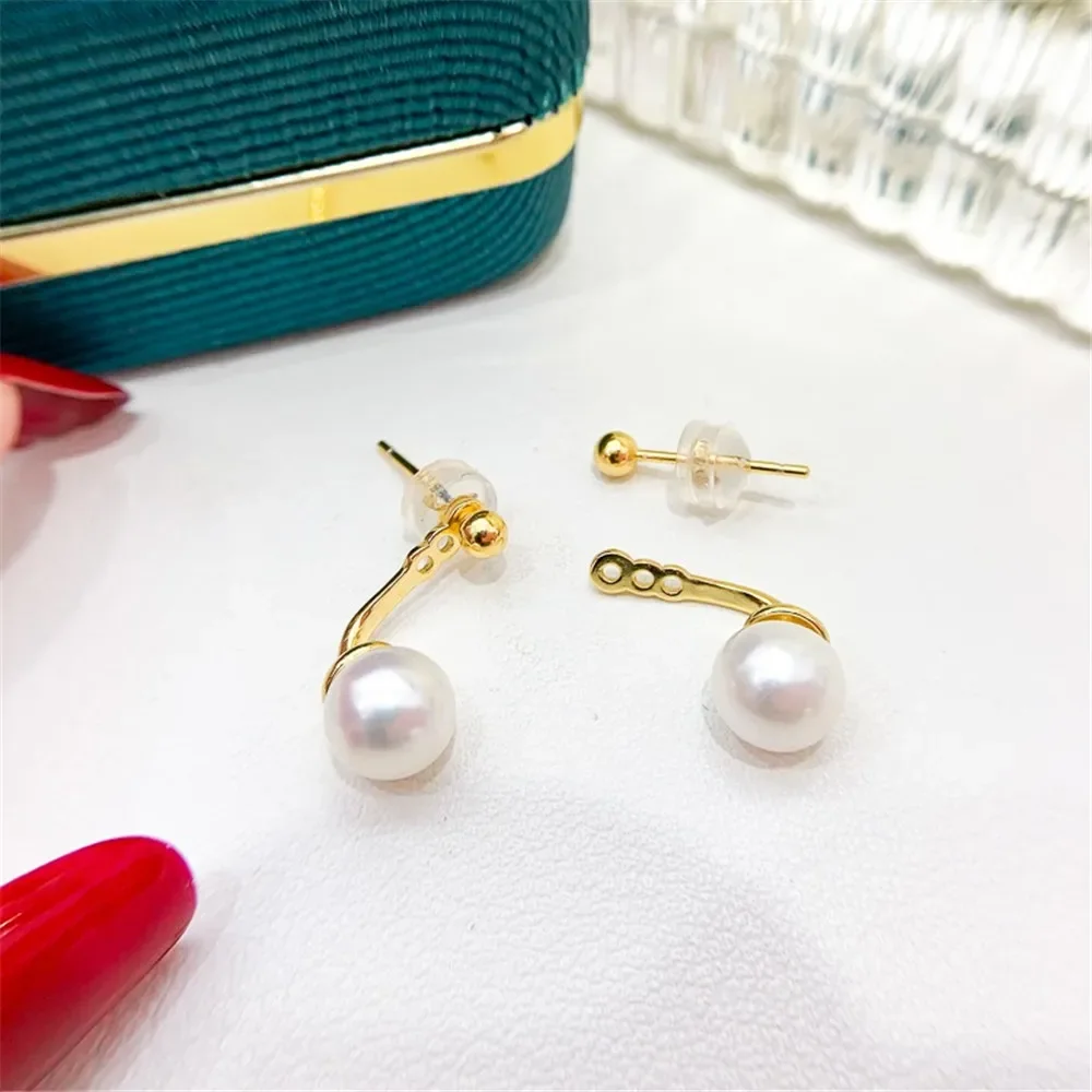 Gold-Plated Pearl Beads Stud Earrings Setting Base Diy Jewelry Making Findings&Components No Pearl E095