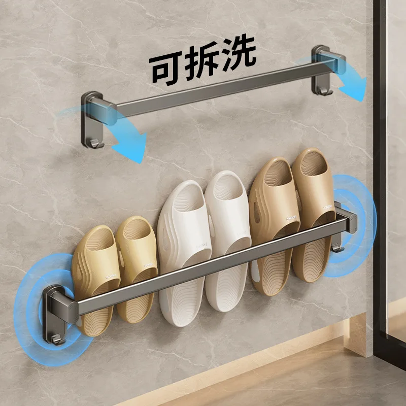 Wall Mounted Shoe Rack No Drill Bathroom Storage Shelf for Slippers Drying Organizer