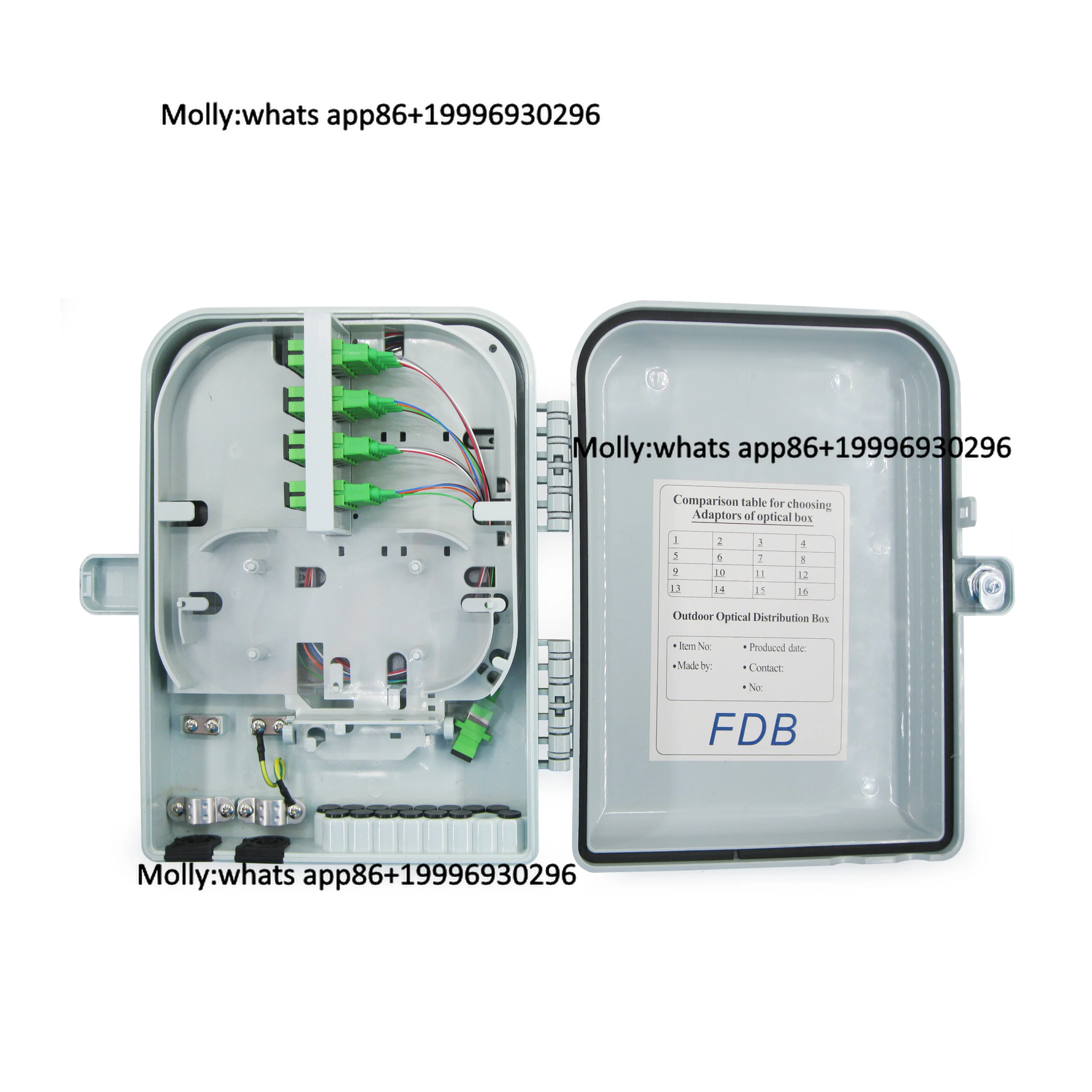FTTH Indoor Outdoor FAT 8 16 Cores Waterproof IP65 PC+ABS Material Fiber Optic Distribution Box FDB CTO Hot Sale