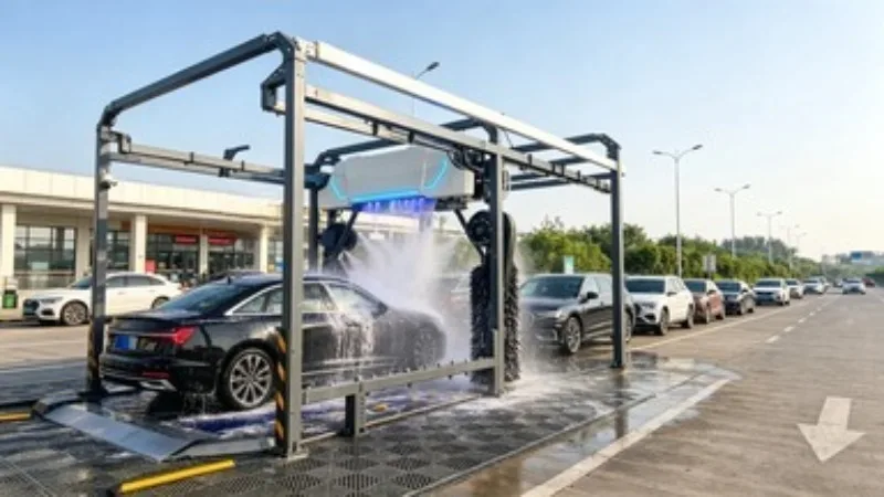 Touchless 360 Rotating Automatic Car Wash Equipment 25kW Electric Drive Heavy-Duty Stainless Steel Self-Service Washing System