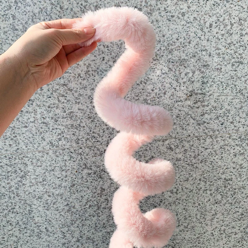 1M Artificial Rabbit Fur Stick Stem Pipe Cleaner Soft Strip Stick Fabric Plush Twist Stick Ribbon for Handmade DIY Toys Material