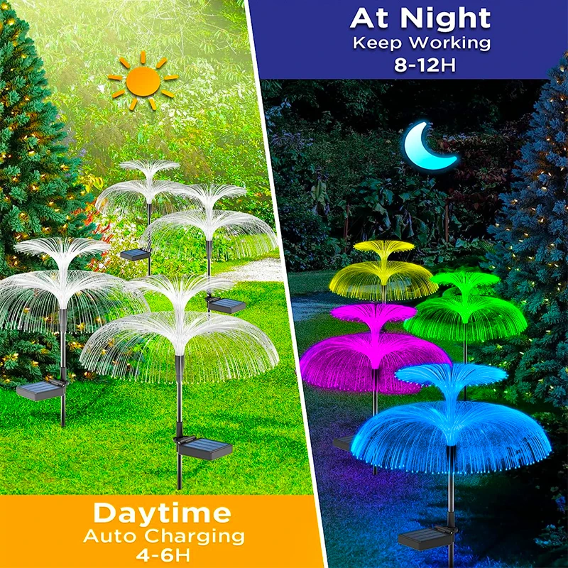 Solar Flowers Lights Waterproof Outdoor 7 Color Changing Jellyfish Garden Decor Solar Lawn Lights For Yard Patio Pathway