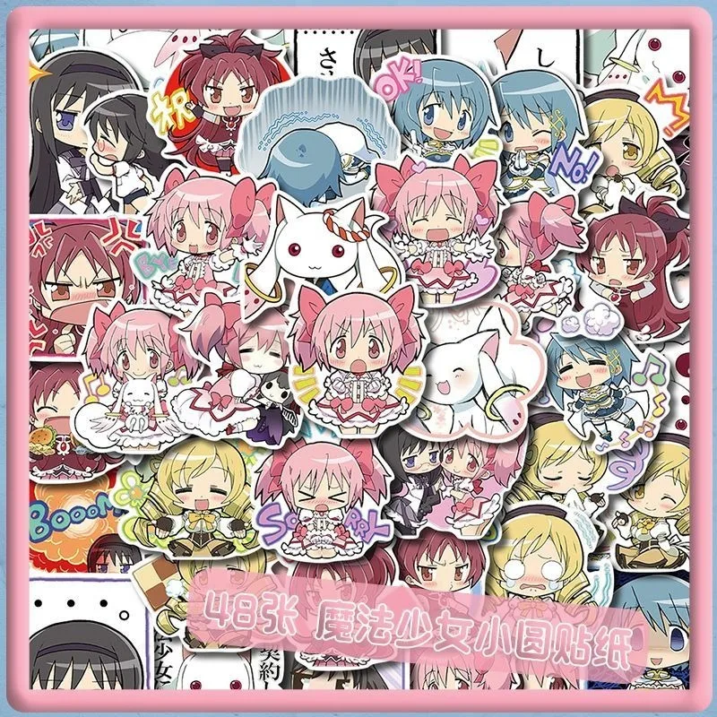 48 PCS Cartoon Puella Magi Madoka Magica Stickers - High-Quality Appearance Notebook Cute DIY Decoration Stickers Gift 2026