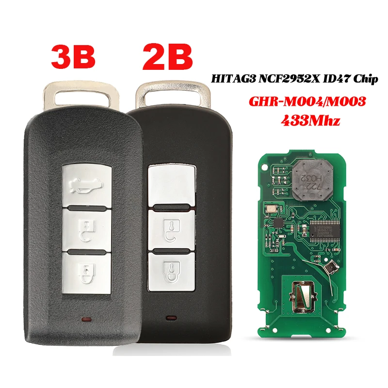 

jingyuqin 2/3B Remote Car Key GHR M003 M004 For Mitsubishi Pajero Sport L200 Dodge Attitude 433MHz ID47Chip