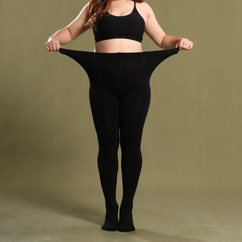 2024 Wysoka talia Kobiety Plus Size Rozciągliwe Grube Rajstopy 120d Kobiety Polar Rajstopy Jesień Ciepłe 45- 150kg Czarny Biały Kolor Skóry