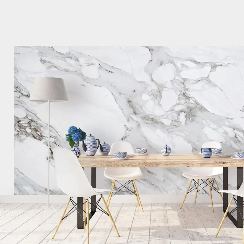 Carrara, Marble, Wallpaper, Luxury, Removable, Peel and stick, Self adhesive, Temporary, Wall Mural, Fabric, Reusable, Art - SKU