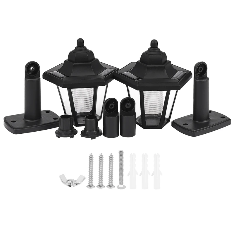AA46 2 x solarbetriebene LED-Lampe für den Außenbereich, Gartenzaun, Wandlaterne, Licht, Lichtsensor