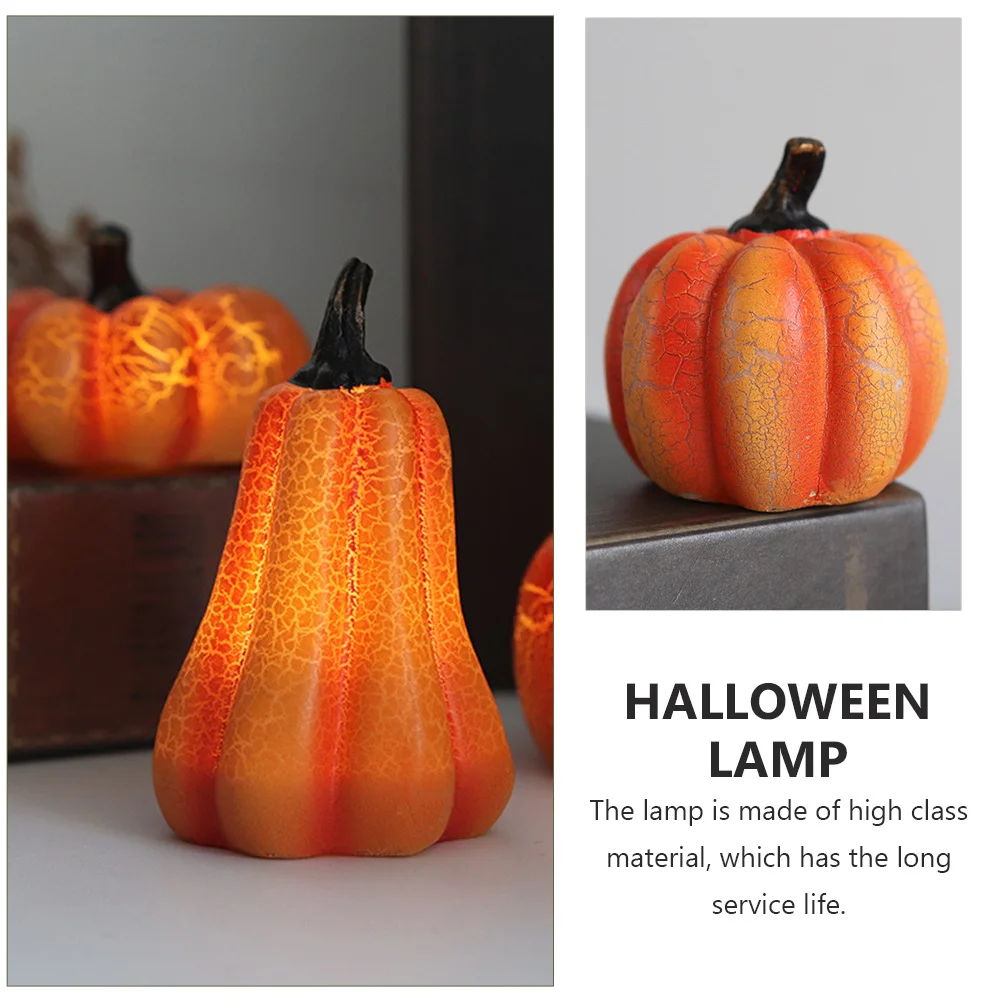 Simulated Jack-o-lantern Festival Lamp Decor Halloween Manual Pumpkin Desktop Ornament Adornment Resin Prop Decorative Light