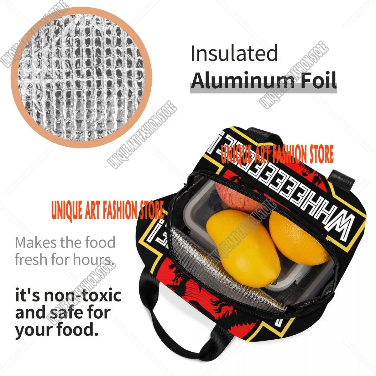 Custom Dinosaur World Jurassic Swingset Resuable Lunch Box for Women Waterproof Whheeeee Thermal Cooler Food Insulated Lunch Bag