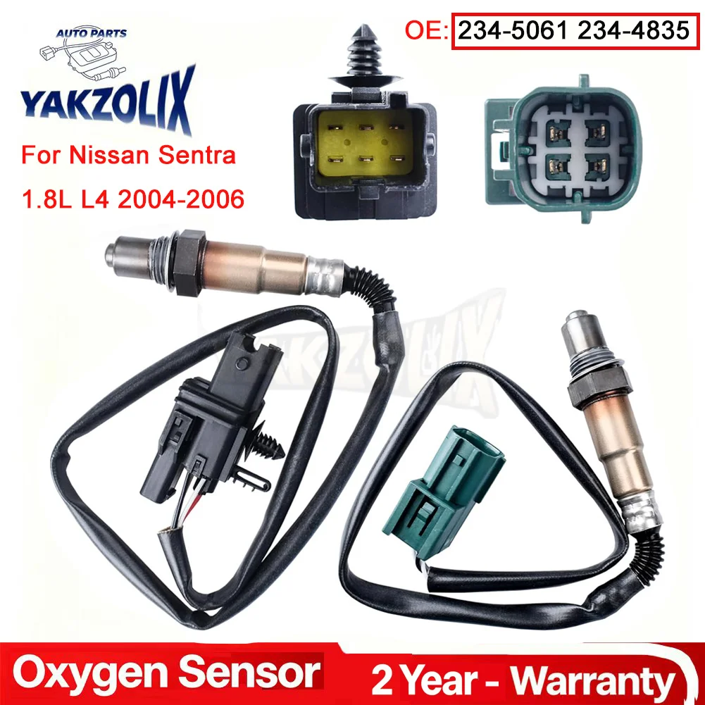 2pcs Oxygen O2 Sensor 02 1 & 2 For Nissan Sentra 1.8L L4 2004 2005 2006 Upstream Downstream Front & Rear A5061-4835 4 & 5 Wires