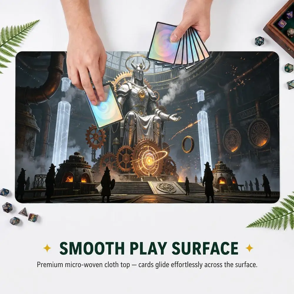 60X35cm Fantasy Steampunk Temple Play mat with Zones Table Pad Anti-Slip Commander TCG Card Game Mat