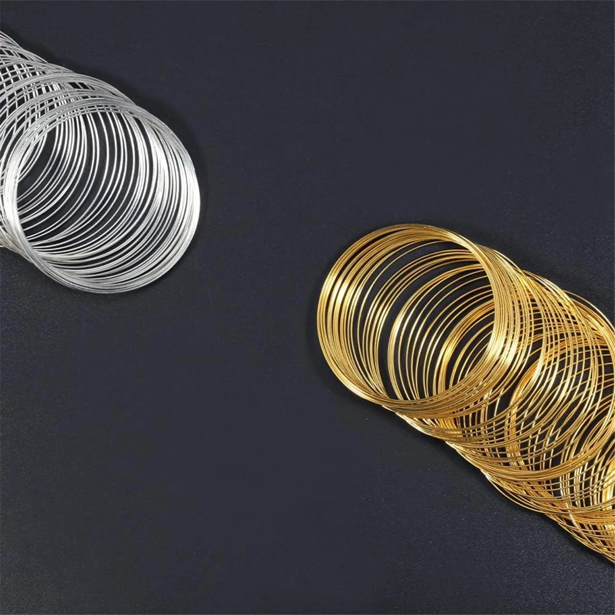 ABQR 200-Loops Memory Wire for Bracelet Making Gold Silver Tone Jewelry Wire Memory Beading Wire for Jewelry Making