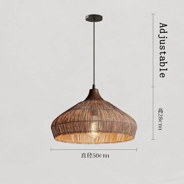 BUHAY HARP Hanglamp Vintage Rotan Wicker Kroonluchter voor Restaurant Woonkamer Slaapkamer handgemaakte rotanlamp
