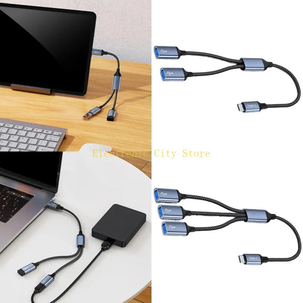 Type C To 2/3 Port Adapter Fast Speed Charging Data Transfer OTG Function HU8D