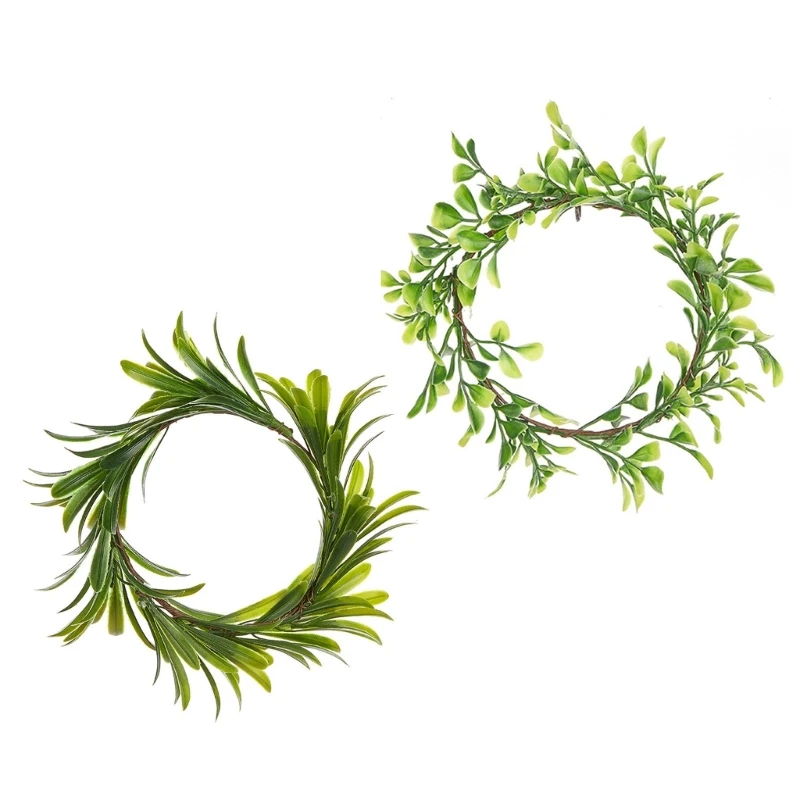 Artificial Leaves Rings Wreath False Leaves Wreath Candleholders Decors drop ship