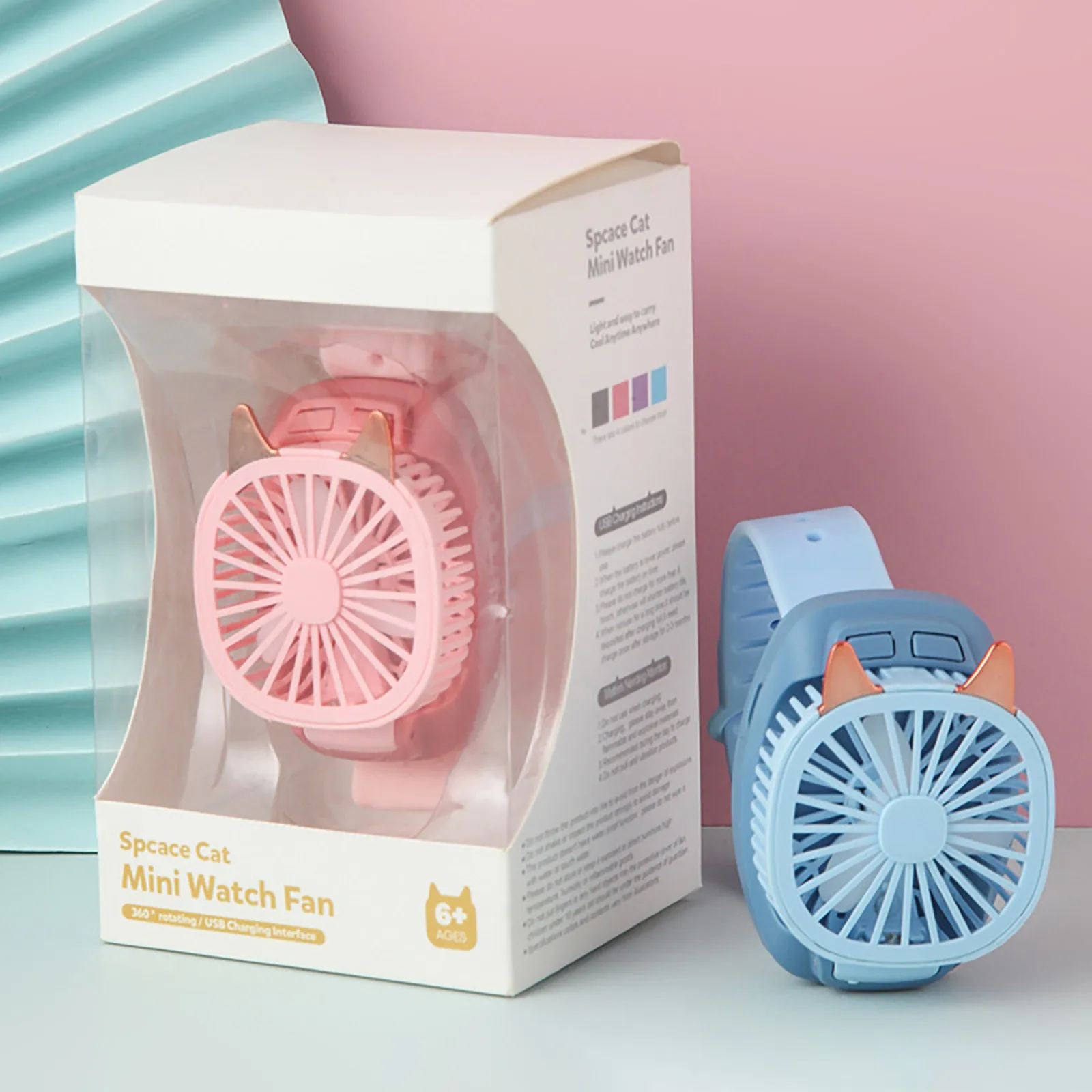 Summer Personalized and Creative Cartoon Watch Fan Suitable for Outdoor Travel Office The Best Gift for Friend Portable Mini Fan