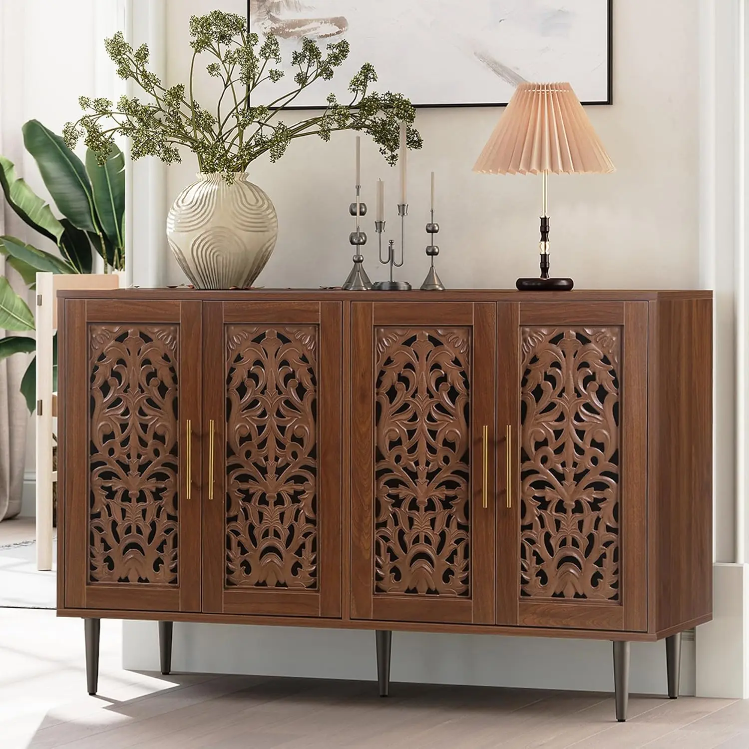 Cabinet, Sideboards and Buffets with Storage Credenza for Living Room, Kitchen, Dining Room, Entryway, Hallway, Brown