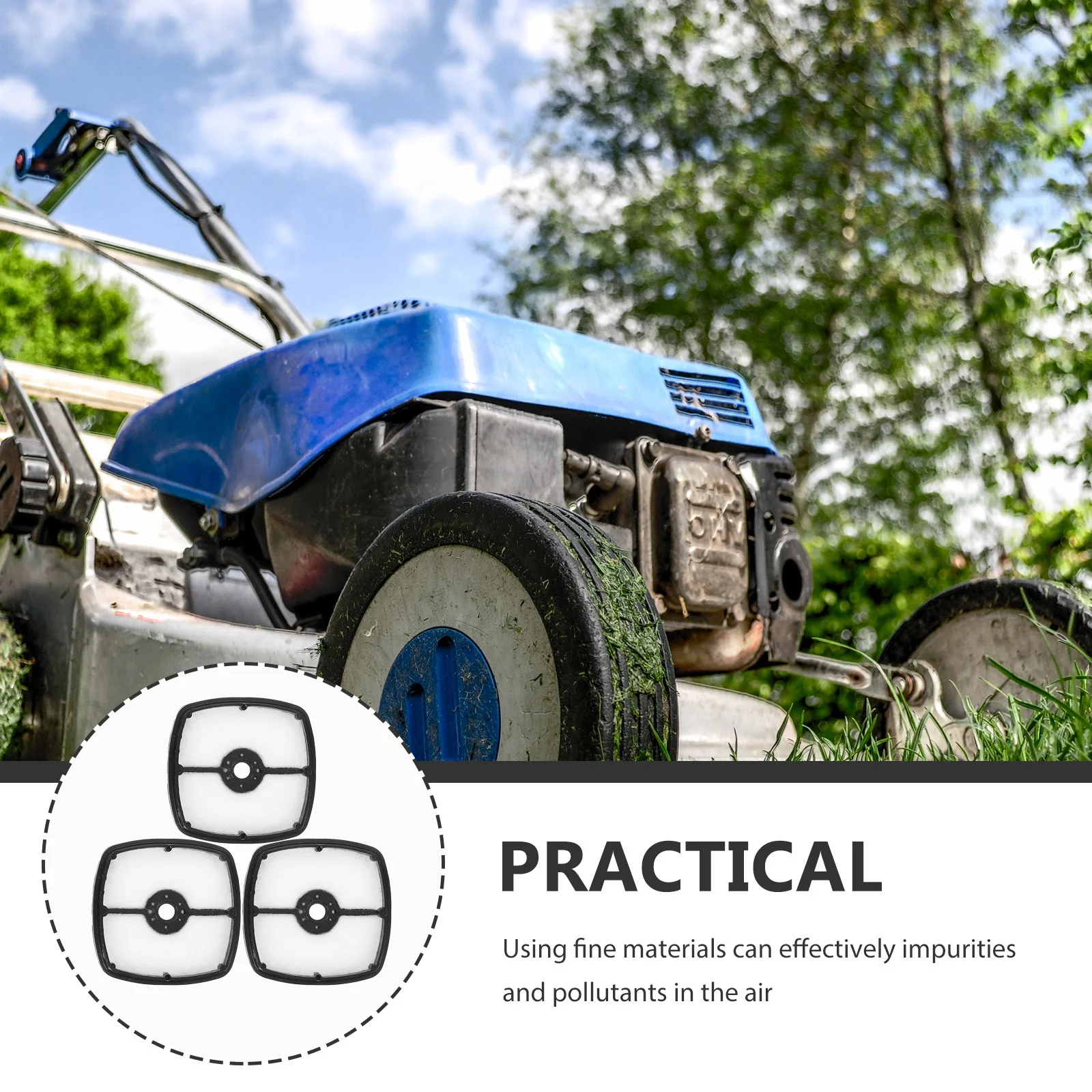 3pcs Air Filter For Lawn Mower Engine Replacement High Efficiency Durable Easy Install Trimmer Blower Tiller Cultivator Mower