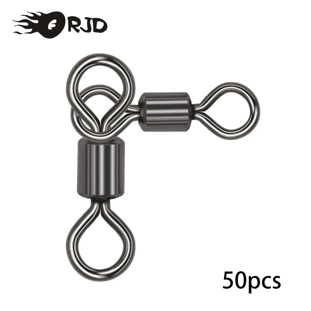 ORJD 10-50pcs 3 WAY ตกปลาหมุน Snap Rolling สามเหลี่ยม Rolling Fishhooks ตกปลา Connector Pesca Emerillon อุปกรณ์เสริม