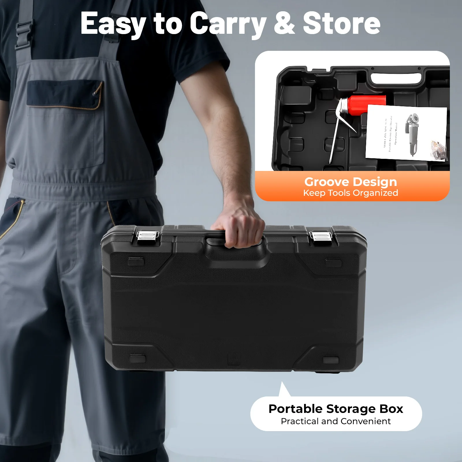 전문가용 2300W 전동 파이프 나사 가공기 키트, 6개 다이 포함 (1/2"-2"), 철/강관 배관 공구용