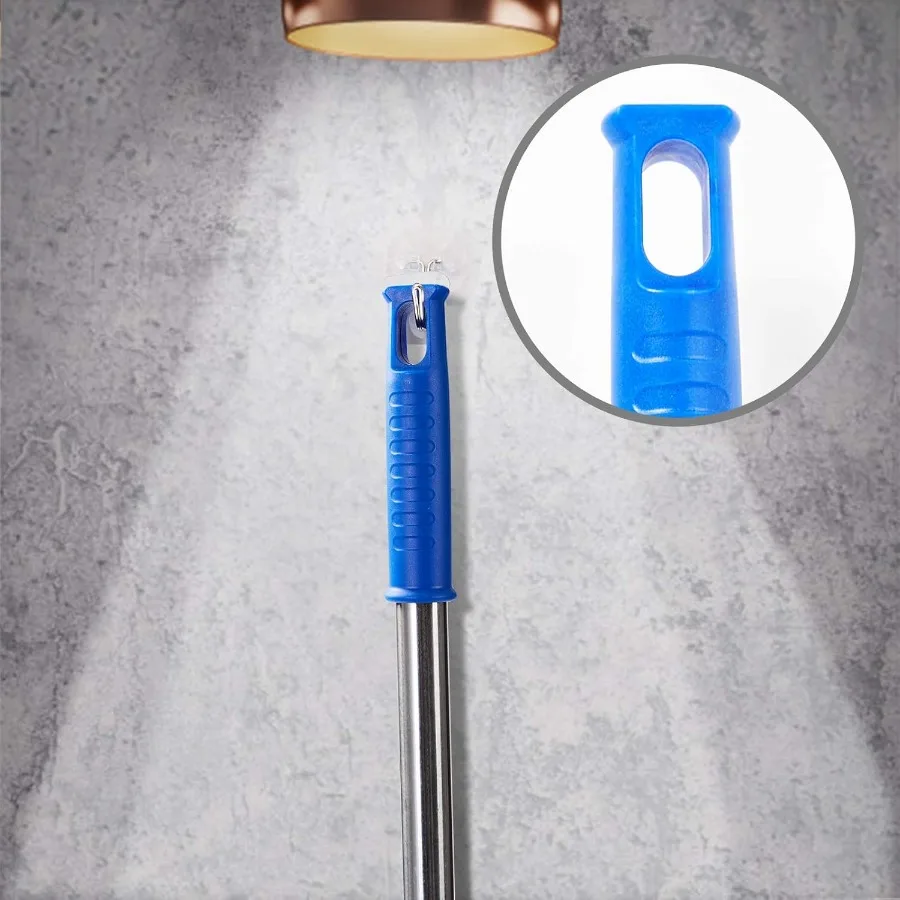 Espanador de teia de aranha com poste de extensão, kit de espanador de limpeza lavável com 2 cabeças de espanador e escova de canto ajustável de alumínio