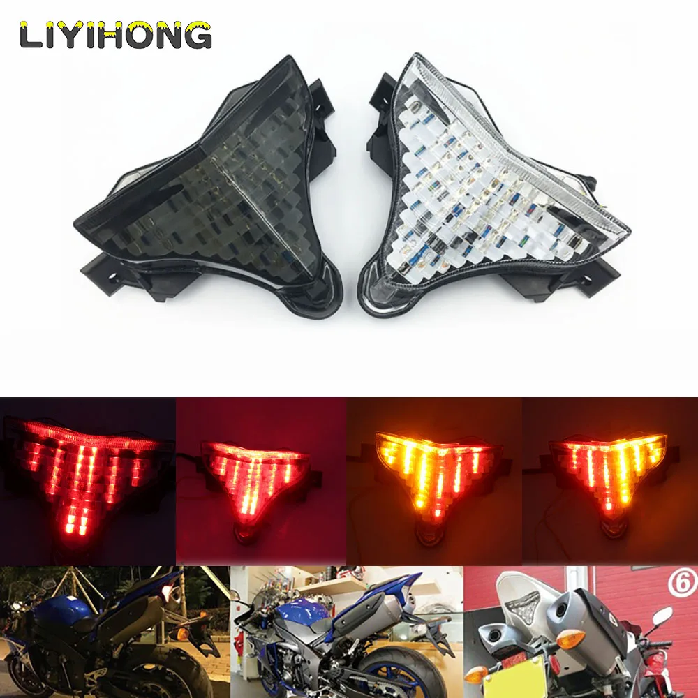 For Yamaha YZF R1 2009 2010 2011 2012 2013 2014 Rear Tail Light Brake Turn Signals Integrated LED Light