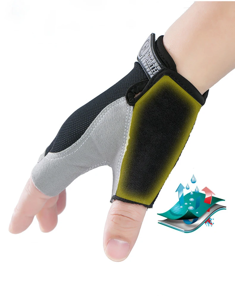 Motorradfahrer-Handschuhe für Männer und Frauen, Radfahren, Fitness, Yoga, Training und Übungen, Sommer-Sonnenschutz, elastische fingerlose Handschuhe – Detail 4
