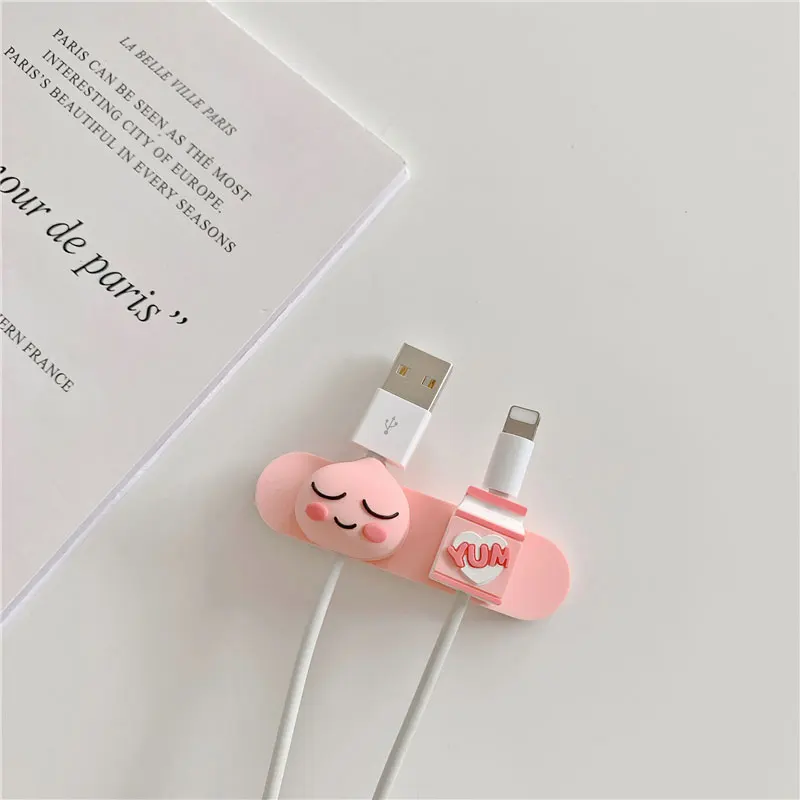 Universal Cartoon Magnetic Desk Phone USB Cable Organizer Wire Earphone Line Cord Protector Winder Clip Tidy Holder Management