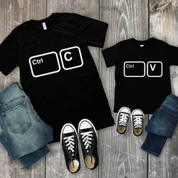 CTRL + C CTRL + V Family T-Shirt Father and Son Daughter Tshirts Funny Copy Paste Matching Family Oufits Tops Father's Dad Tees