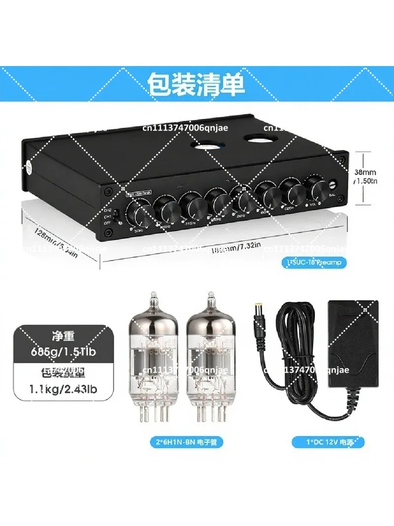 7-Band EQ Vacuum Tube Stereo Preamplifier, Balanced XLR Output Audiophile HiFi Tube Pre-Amp with Multi-Frequency Tone Adjustment