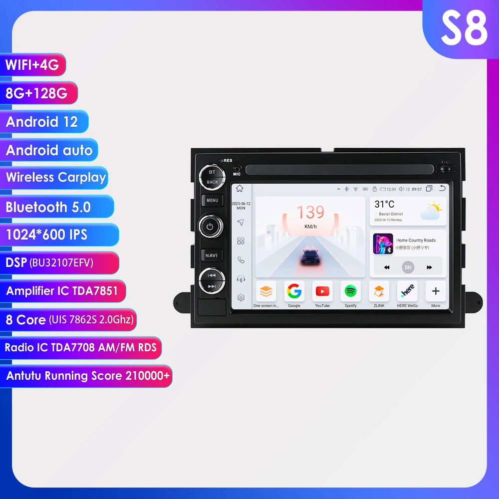 Android Auto Car radio GPS navi Stereo For Ford 500 F150 F250 F350 Fusion Explorer Escape Focus Edge Expedition 4G SWC Carplay