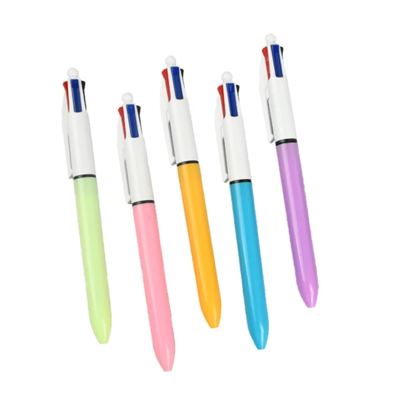 5 Pieces Multicolor Ballpoint Pen 4 Color-in-1 Ballpoint Pen Retractable Multicolor Ballpoint Pen for Kid Class Reward